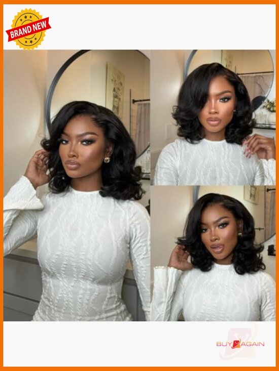 6x5 Lace Front Bob Wig Human Hair Pre-Bleached Knots Glueless Natural Black